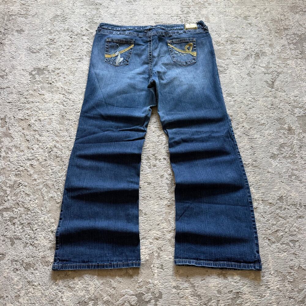Vintage Baby Phat Jeans Womens 20 Blue Bootcut Embroidered Cat Logo Hip Hop 90s